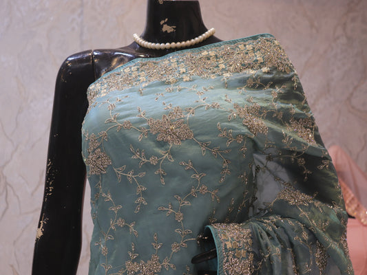 “The Columbia Blue” Premium Designer Saree