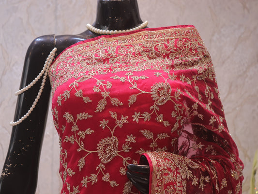 “The Pink Splash” Premium Designer Saree