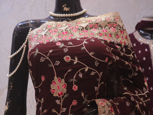 “The True Garnet” Premium Designer Saree