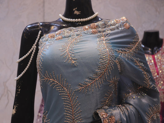 “The Turkish Blue” Premium Designer Saree