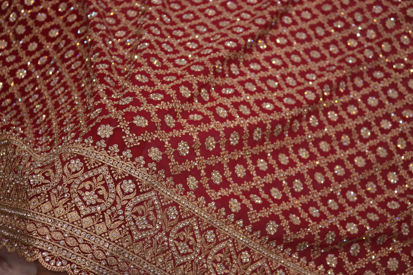"The Royal Raspberry" Georgette Bridal Saree with Veil