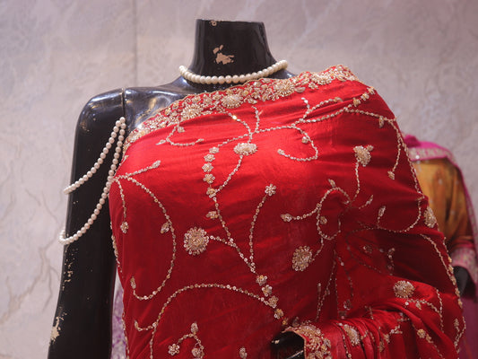 “The Crimson Red” Premium Designer Saree