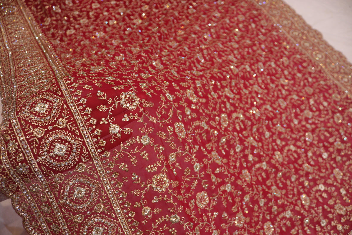 "The Brilliant Raspberry" Premium Designer Saree with Veil