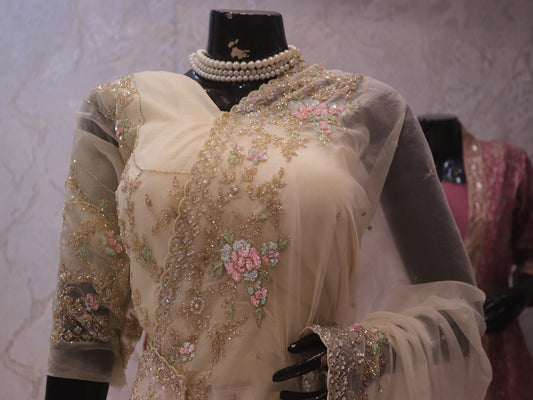 “The Exquisite Warm Cream” Premium Designer Saree