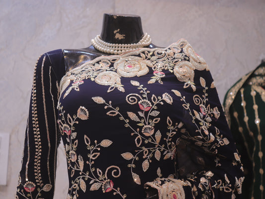 “The Midnight Blue” Premium Designer Saree