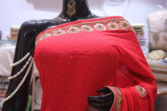 “The Scarlet Red” Premium Designer Saree
