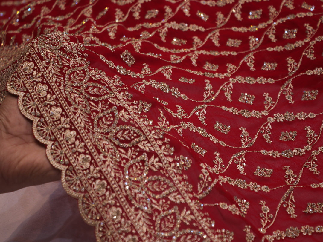 “The Royal Bridal Red” Premium Designer Saree with Veil
