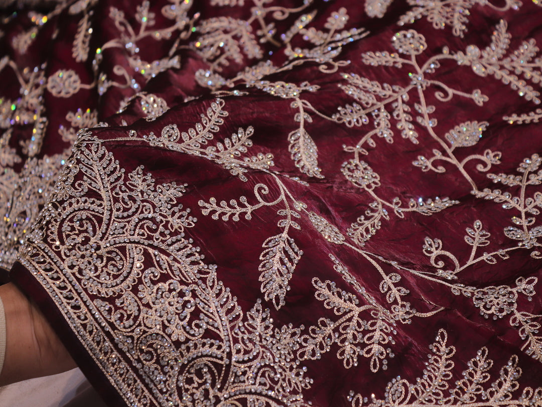 “The Wine Crystals” Premium Designer Saree