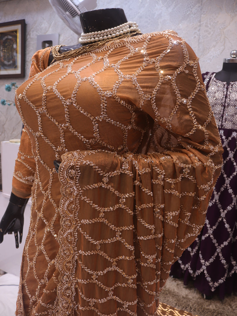 The Metallic Copper Premium Designer Saree