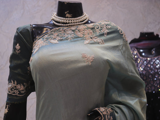 “The Viridian Green” Premium Designer Saree
