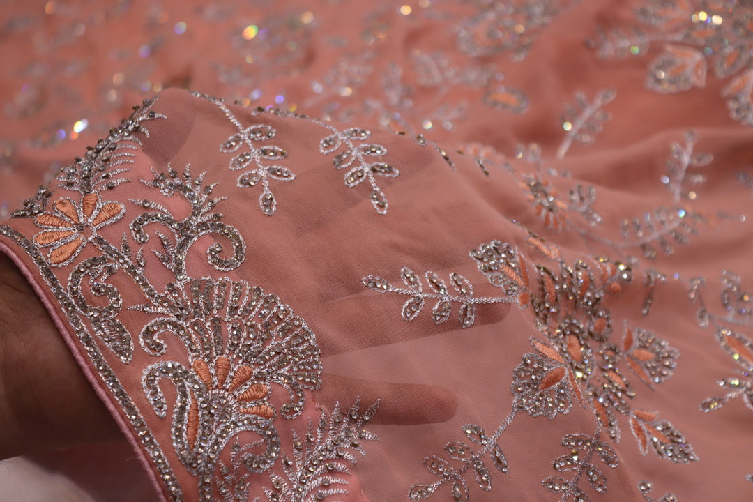 “The Peach Crystal” Premium Designer Saree