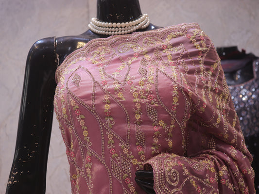 “The Elegant Pastel Mauve” Premium Designer Saree