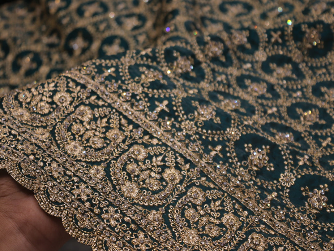 “The Bottle Green” Premium Designer Saree with Veil