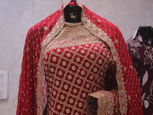 “The Bridal Red” Premium Designer Saree with Veil