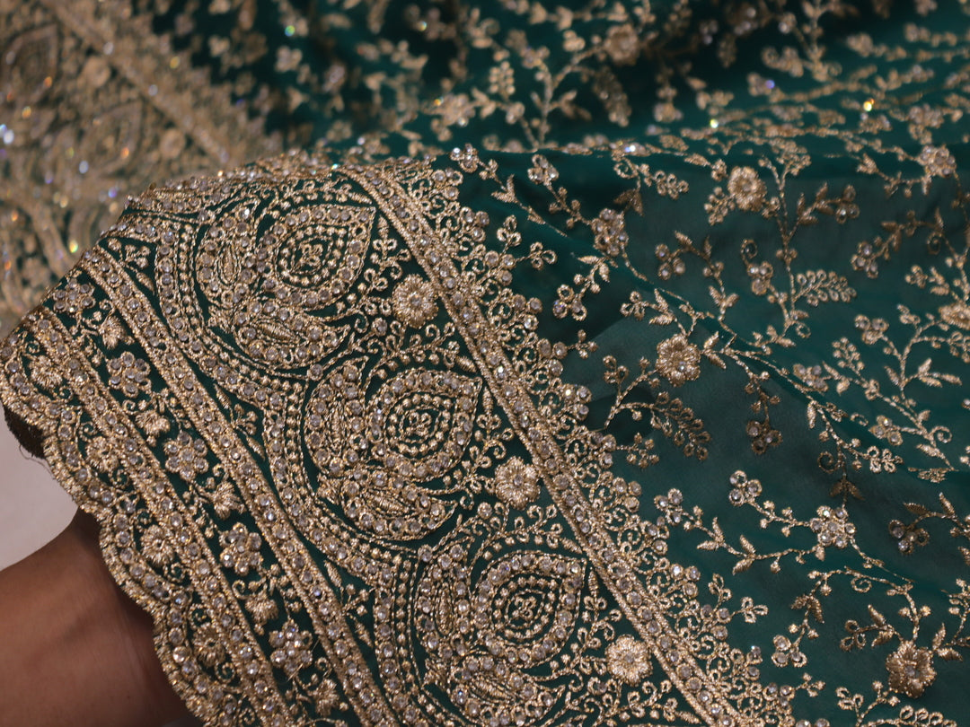 "The Persian Green" Premium Designer Saree with Veil