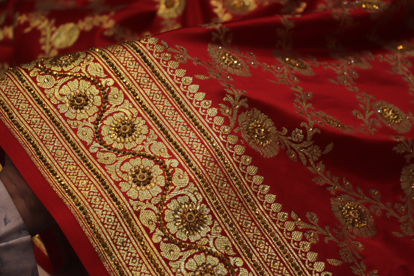 "The Epitome of Bridal Red" Premium Banarasi Silk Saree