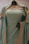 "The Light Turquoise" Premium Designer Saree with Veil
