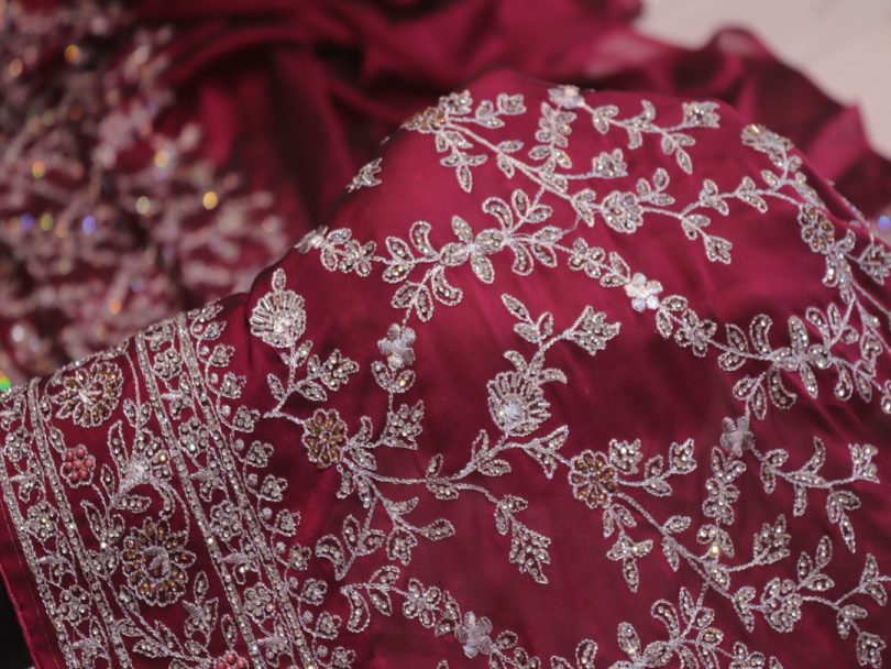 “The Raspberry Glace” Premium Designer Saree