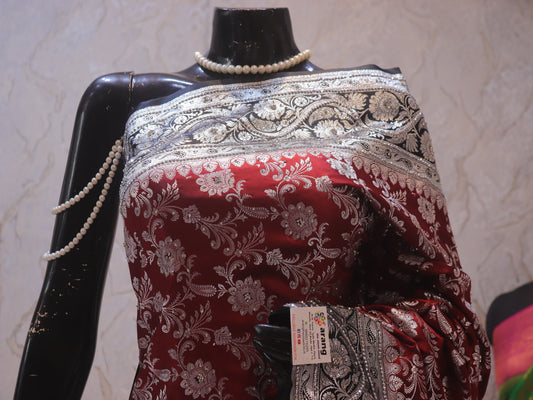 “The Vintage Maroon” Premium Banarasi Silk Saree