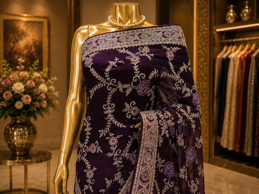 “The Russian Violet” Premium Designer Saree