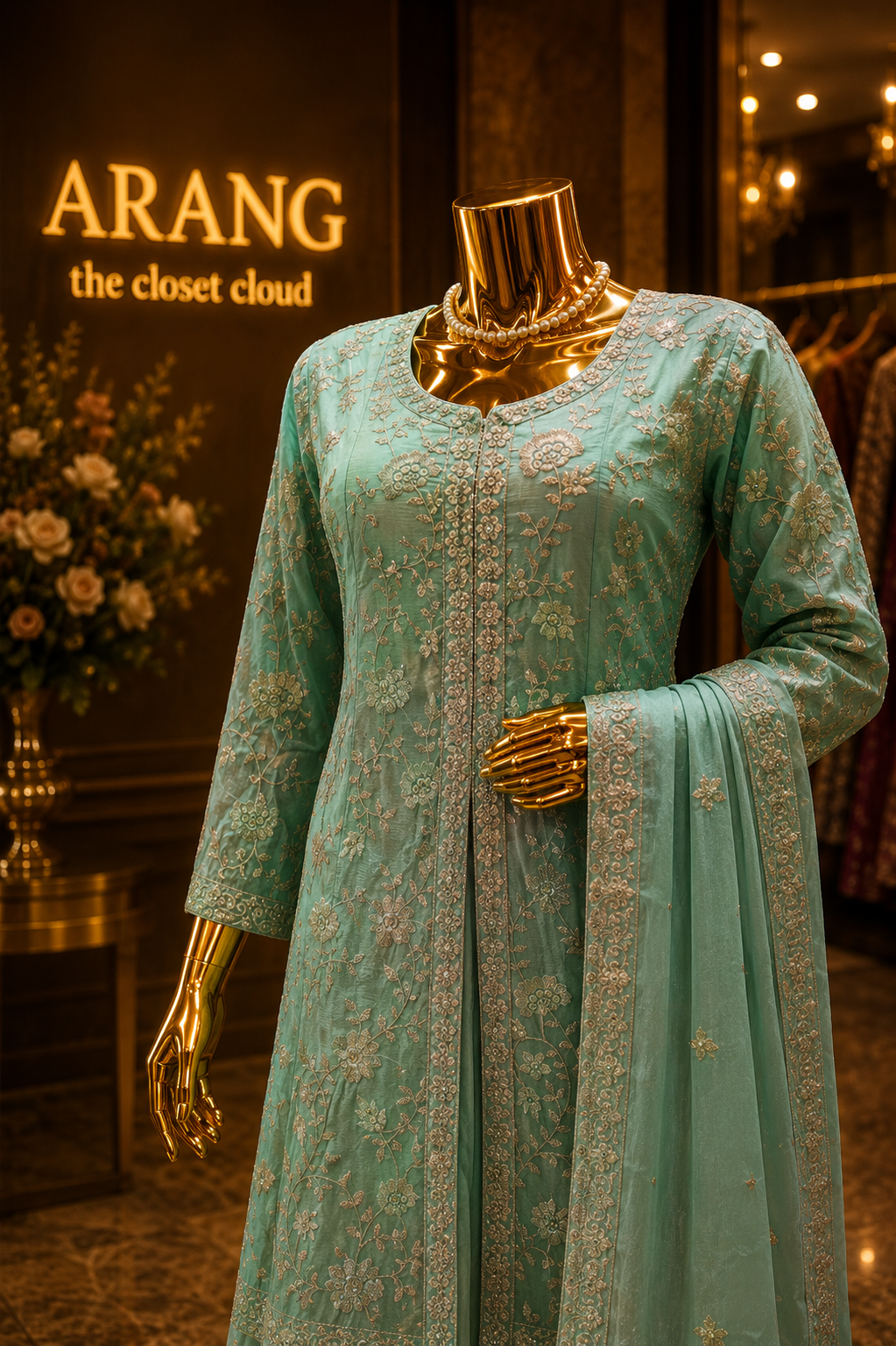 The Designer Double Shade Front Open Style Ready to Wear Dress