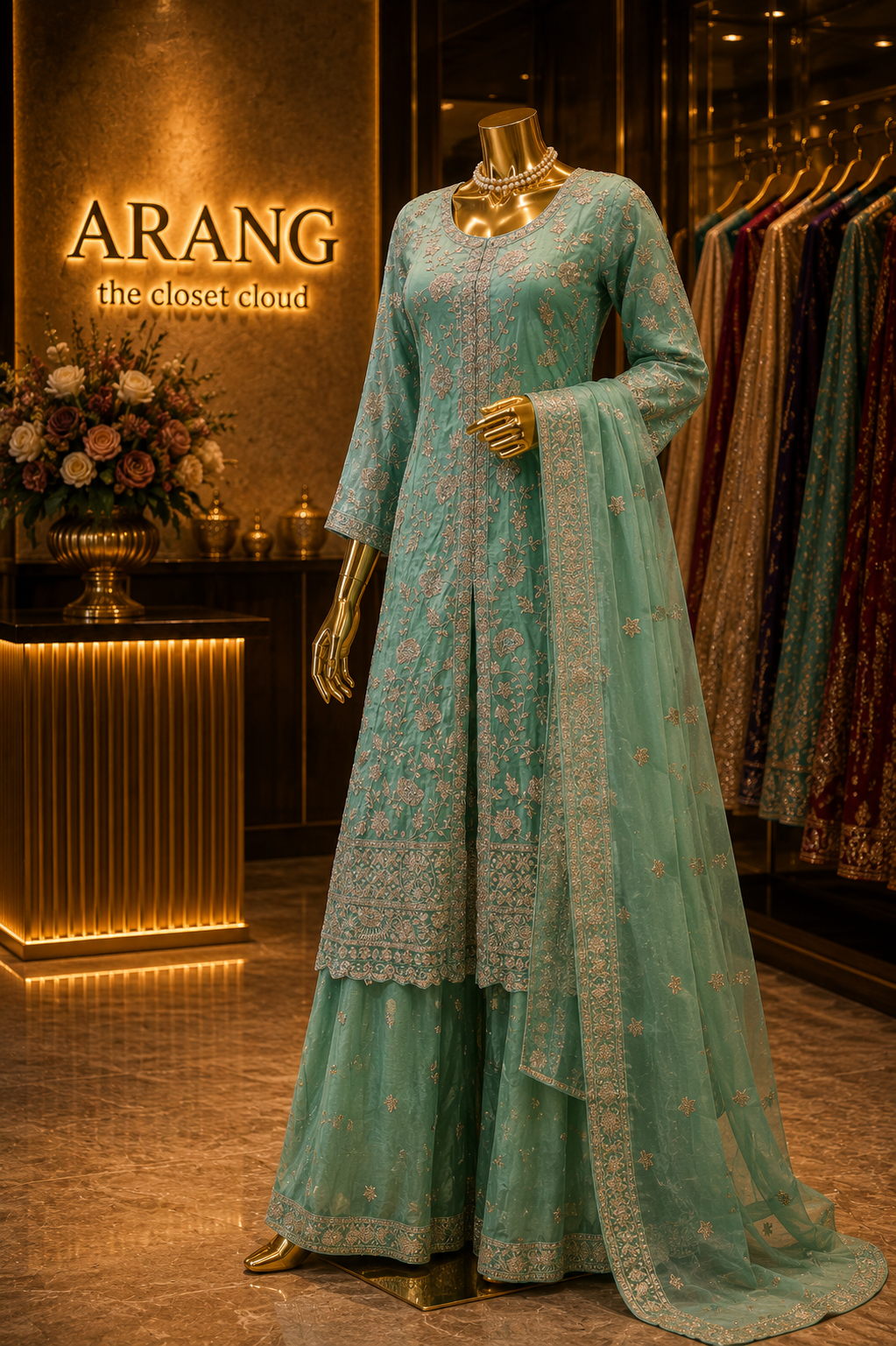 The Designer Double Shade Front Open Style Ready to Wear Dress