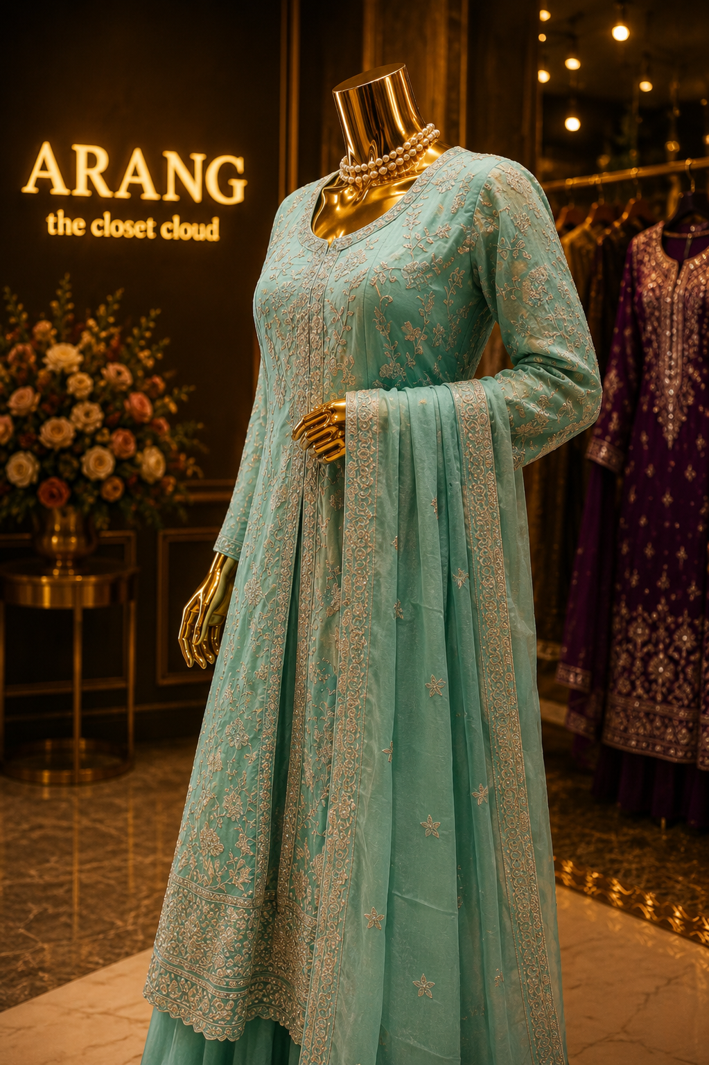The Designer Double Shade Front Open Style Ready to Wear Dress
