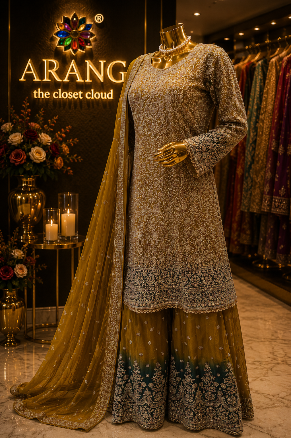 The Designer Luxury Double Shade Frock Style Ready to Wear Dress