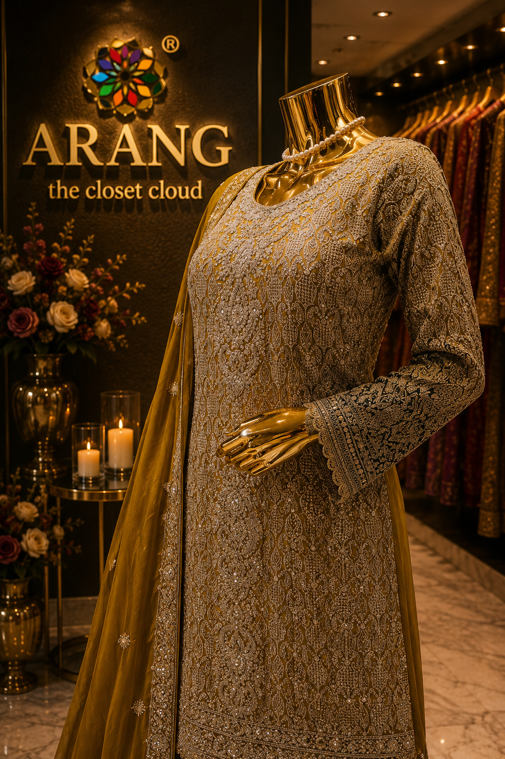 The Designer Luxury Double Shade Frock Style Ready to Wear Dress