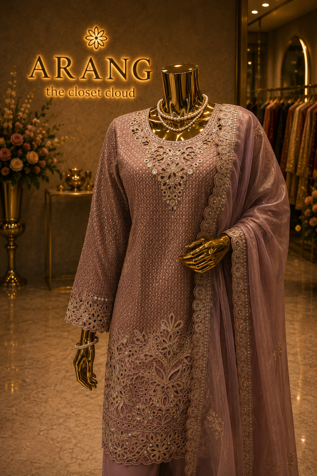 The Designer Pakistani Cut Work Shirt Style Ready to Wear Dress