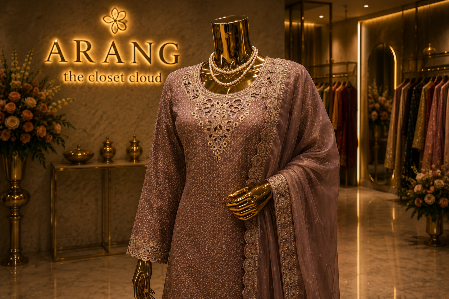The Designer Pakistani Cut Work Shirt Style Ready to Wear Dress