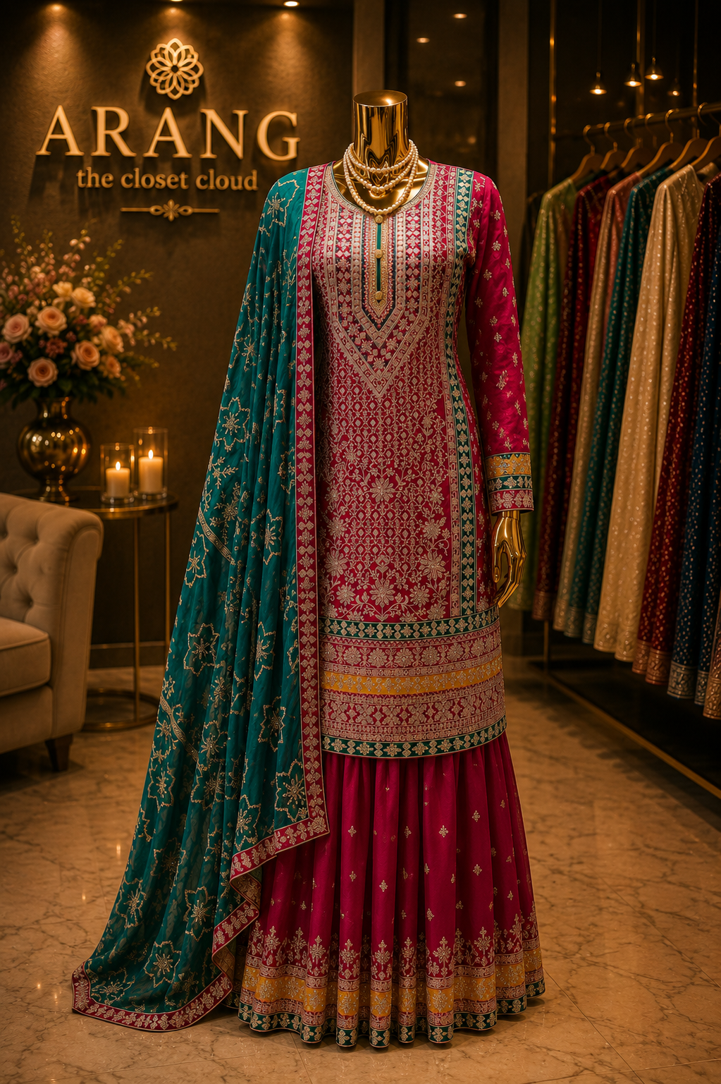 The Premium Designer Pakistani Shirt Style Ready to Wear Sharara Dress