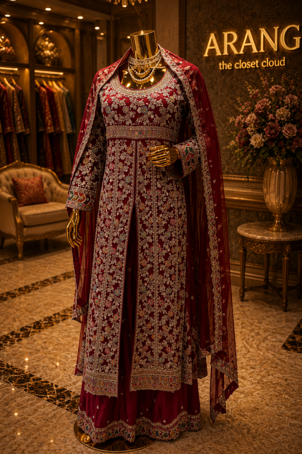 The Premium Designer Pakistani Long Koti Style Ready to Wear Dress