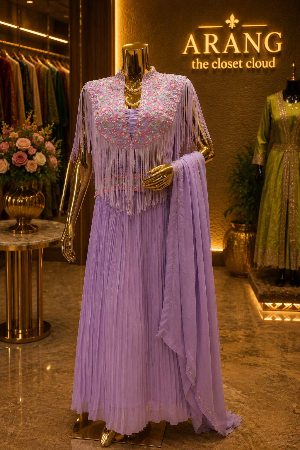 The Premium Elegant Designer Cape Gown Style Ready to Wear Dress