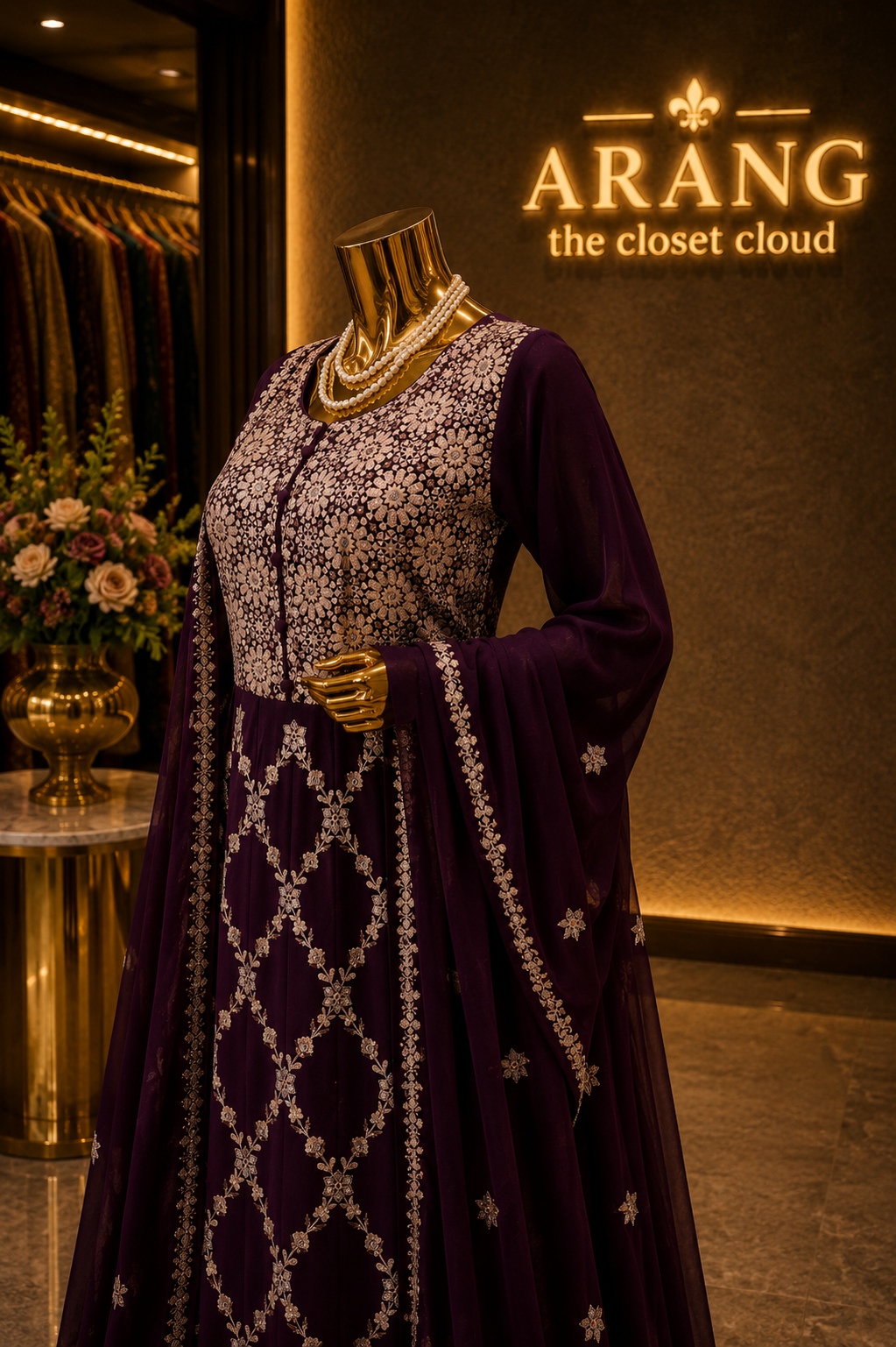 The Premium Pakistani Designer Long Gown Ready To Wear Dress