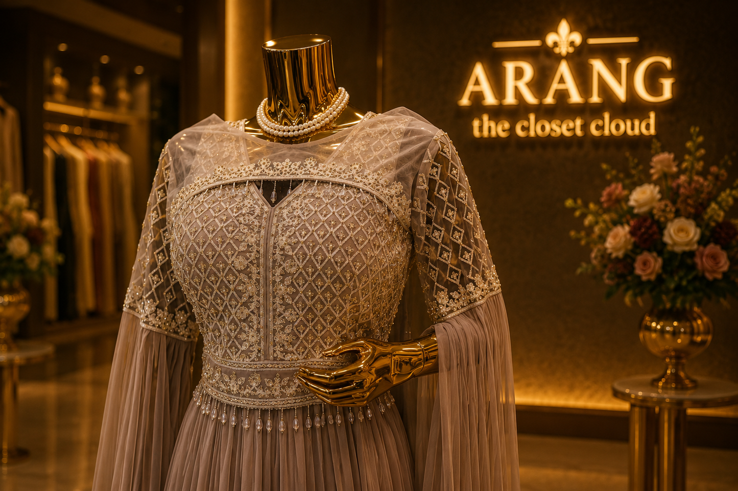 The Premium Elegant Turkish Designer Cape Gown Style Ready to Wear Dress