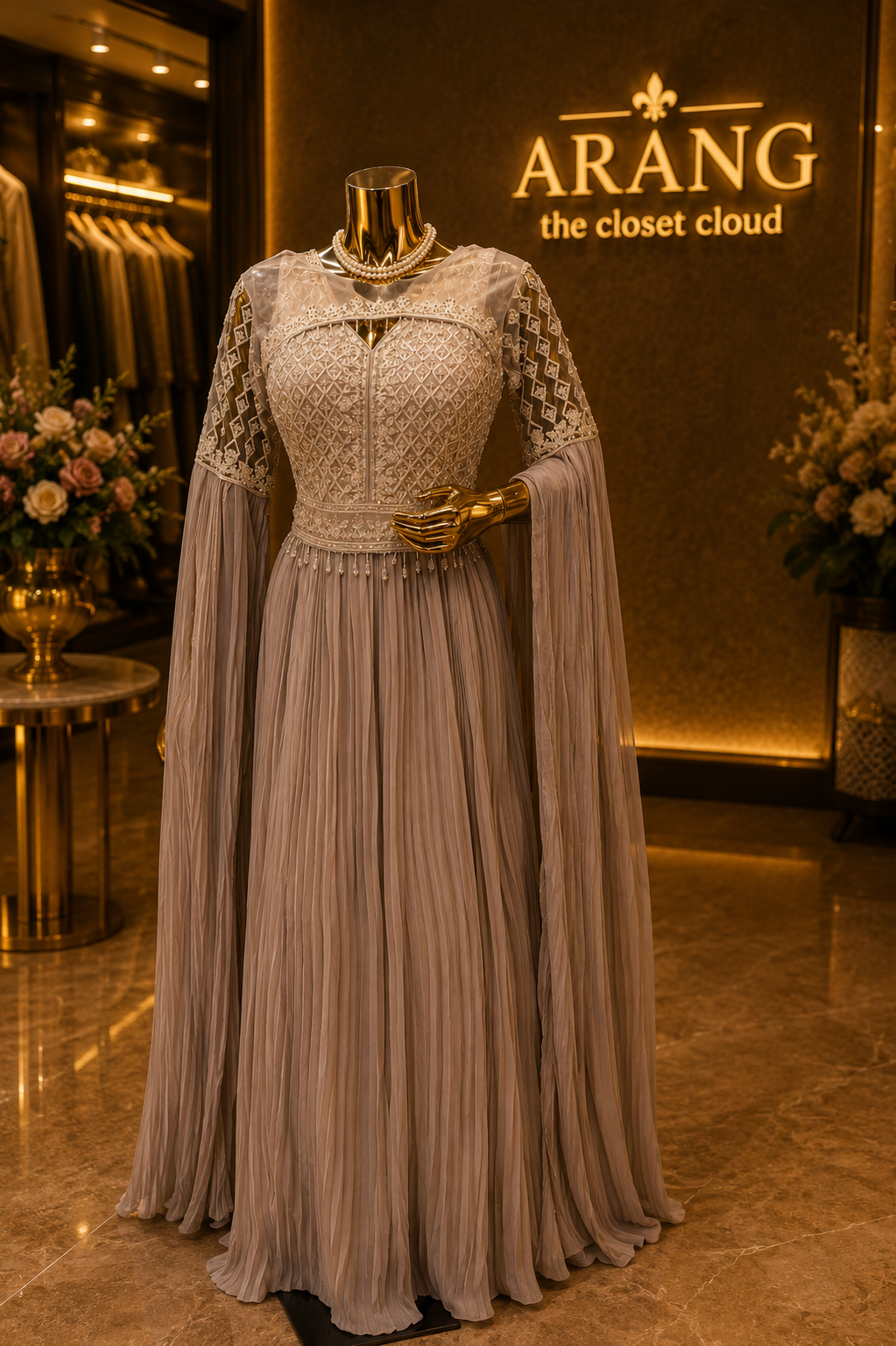 The Premium Elegant Turkish Designer Cape Gown Style Ready to Wear Dress