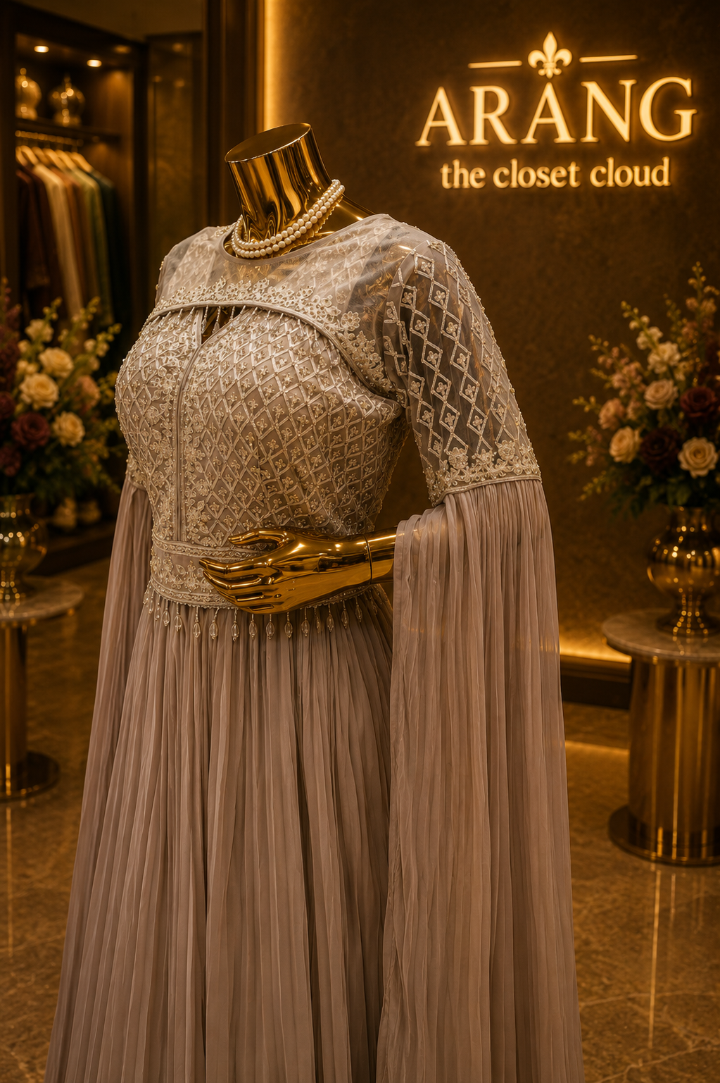 The Premium Elegant Turkish Designer Cape Gown Style Ready to Wear Dress
