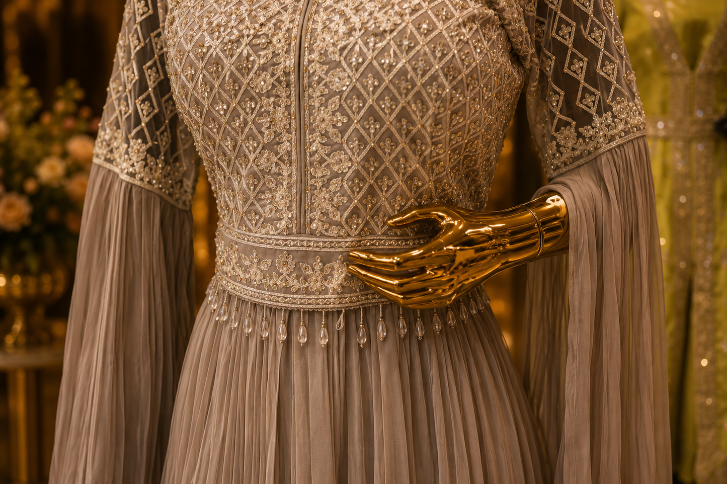 The Premium Elegant Turkish Designer Cape Gown Style Ready to Wear Dress
