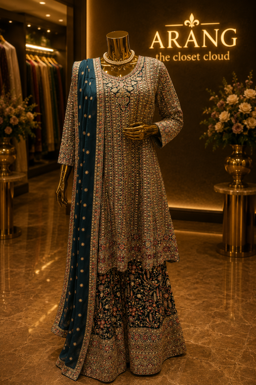 The Elegant Premium Luxury Designer Frock Style Ready To Wear Dress