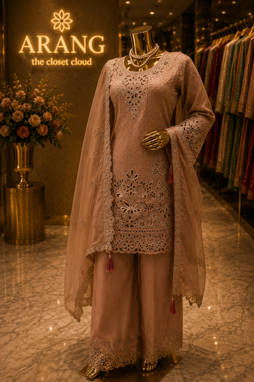 The Designer Pakistani Cut Work Shirt Style Ready to Wear Dress