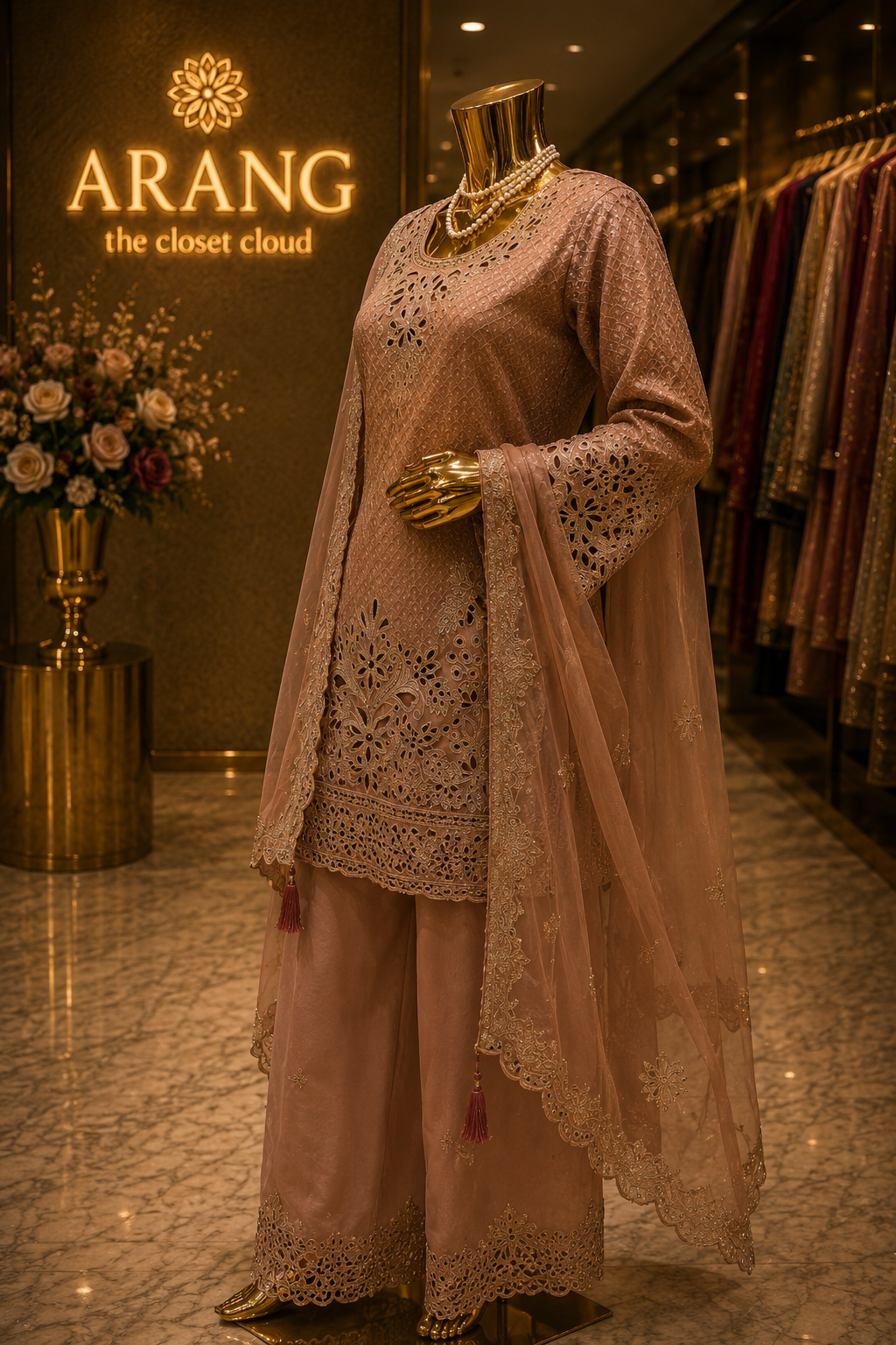 The Designer Pakistani Cut Work Shirt Style Ready to Wear Dress