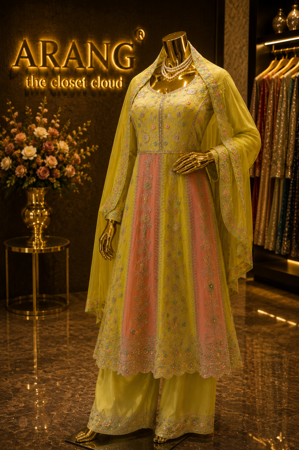 The Premium Designer Double Shaded Frock Style Ready To Wear