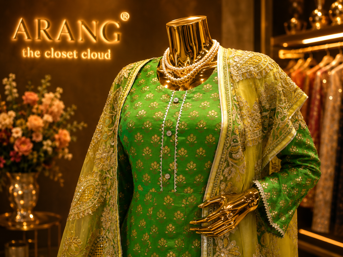 The Designer Luxury Frock Style Ready To Wear Dress Premium For Haldi Brides