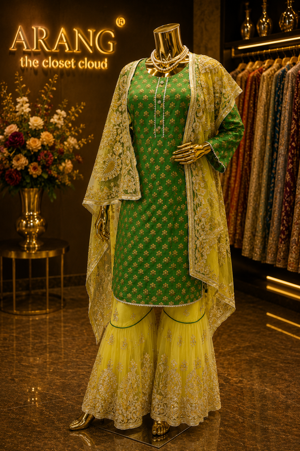 The Designer Luxury Frock Style Ready To Wear Dress Premium For Haldi Brides