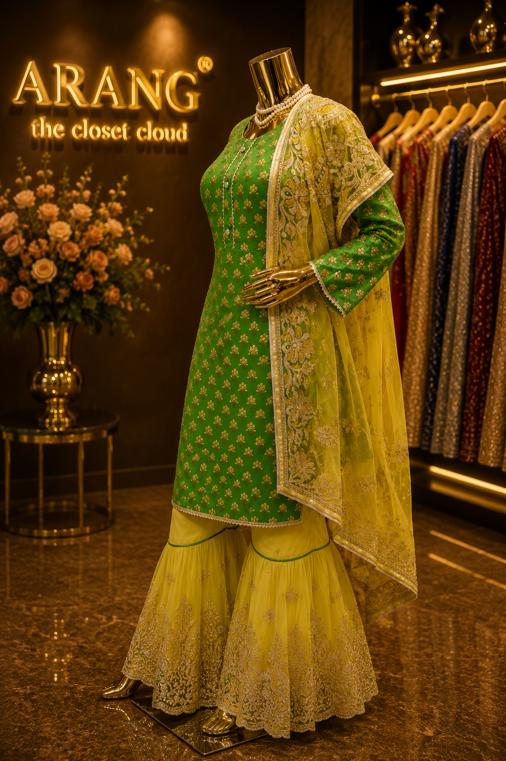 The Designer Luxury Frock Style Ready To Wear Dress Premium For Haldi Brides