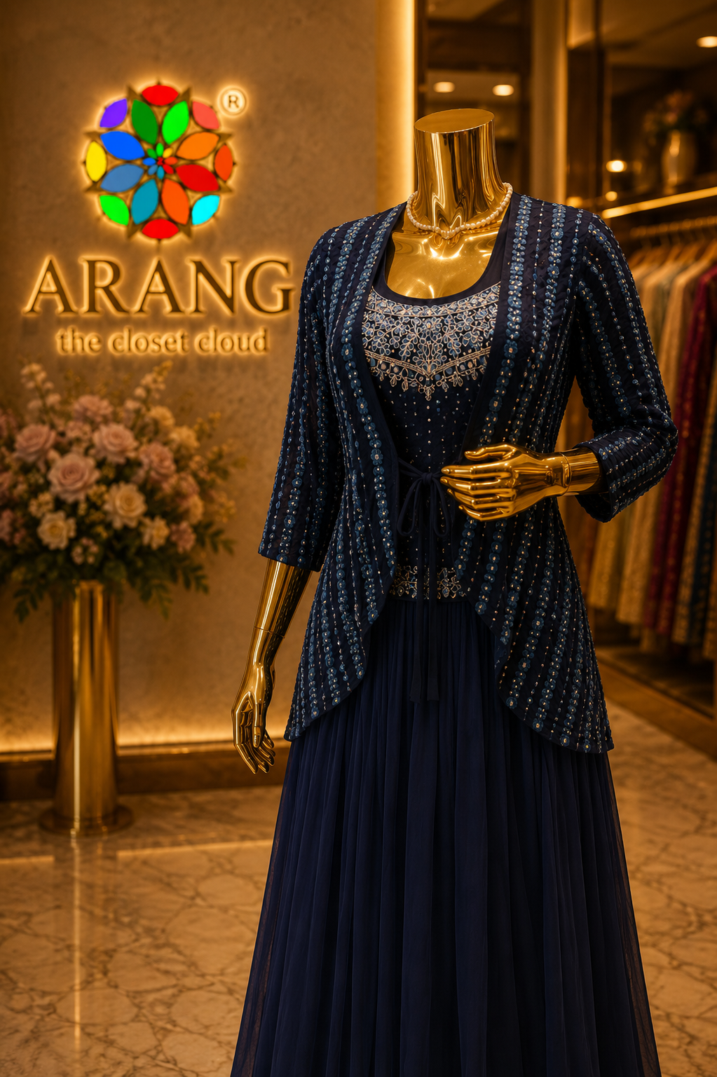 The Premium Designer Western Blouse With Koti Ready to Wear Sharara Dress