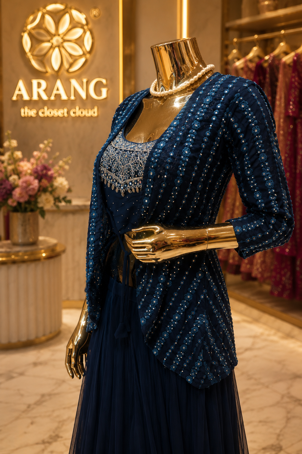 The Premium Designer Western Blouse With Koti Ready to Wear Sharara Dress