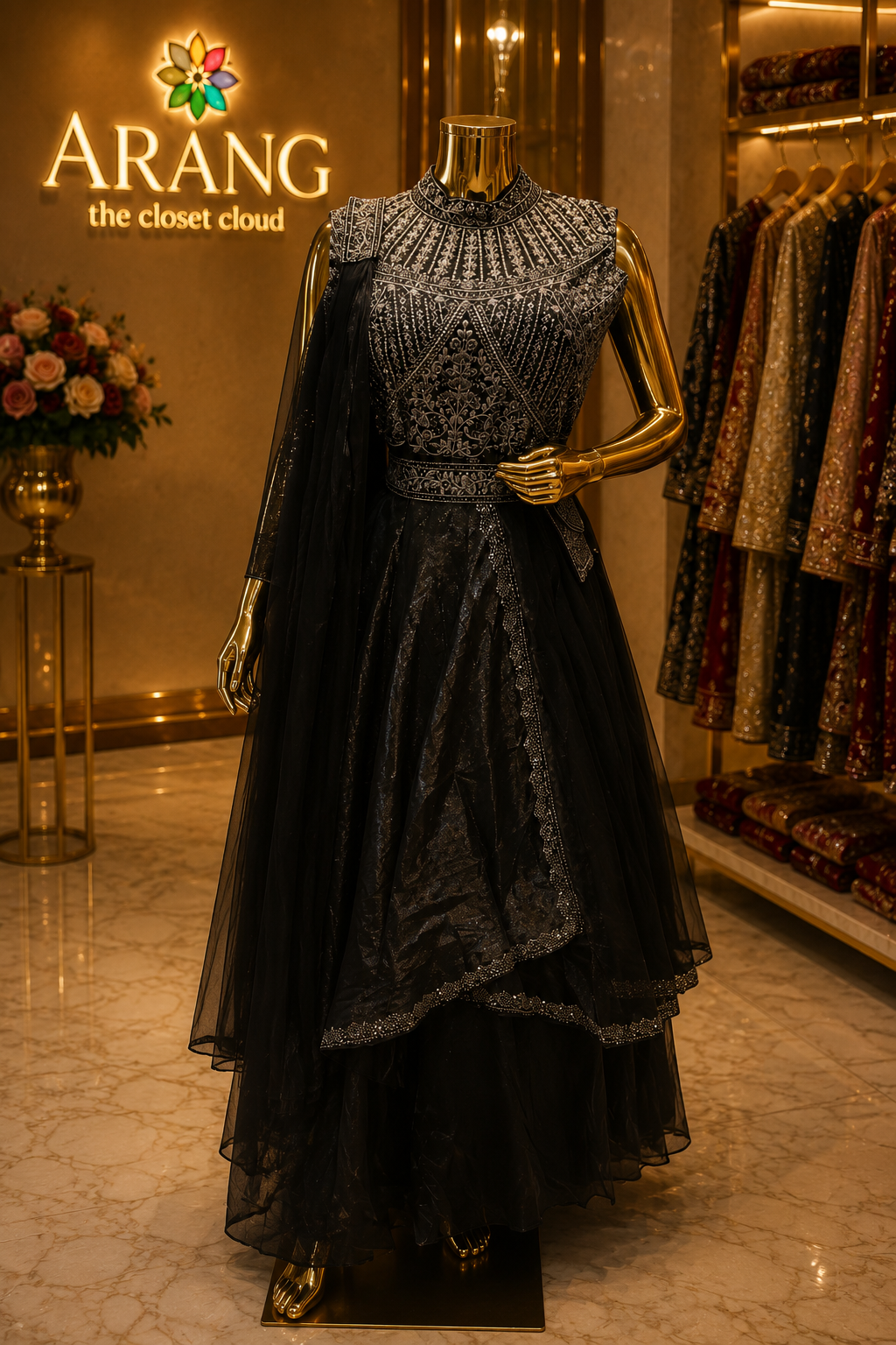 The Premium Luxury Designer Western Long Gown Style Ready To Wear Dress