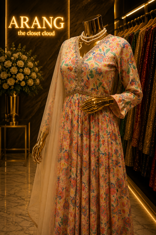 The Designer Pakistani Style Long Gown Ready To Wear Dress